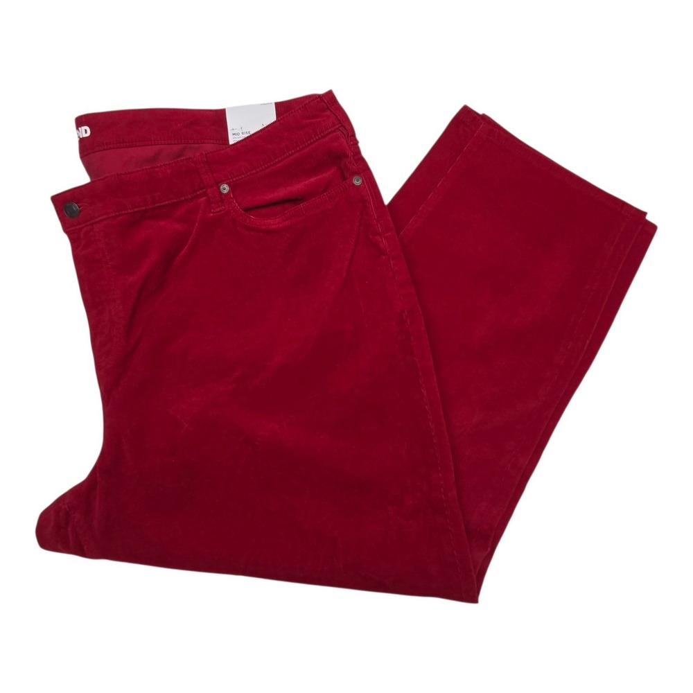 Lands End Red Corduroy Pants 26W Mid Rise Straight Leg Academic Preppy NWT